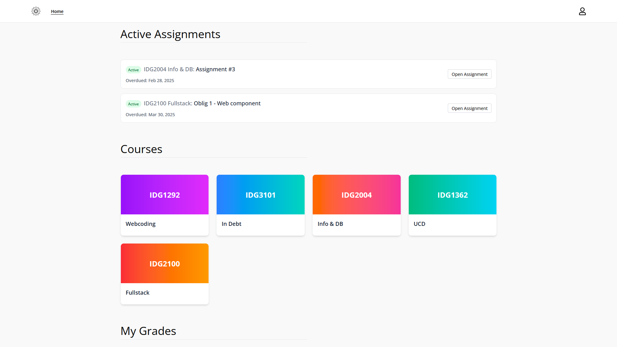Dashboard page for the LAiLA assessment system